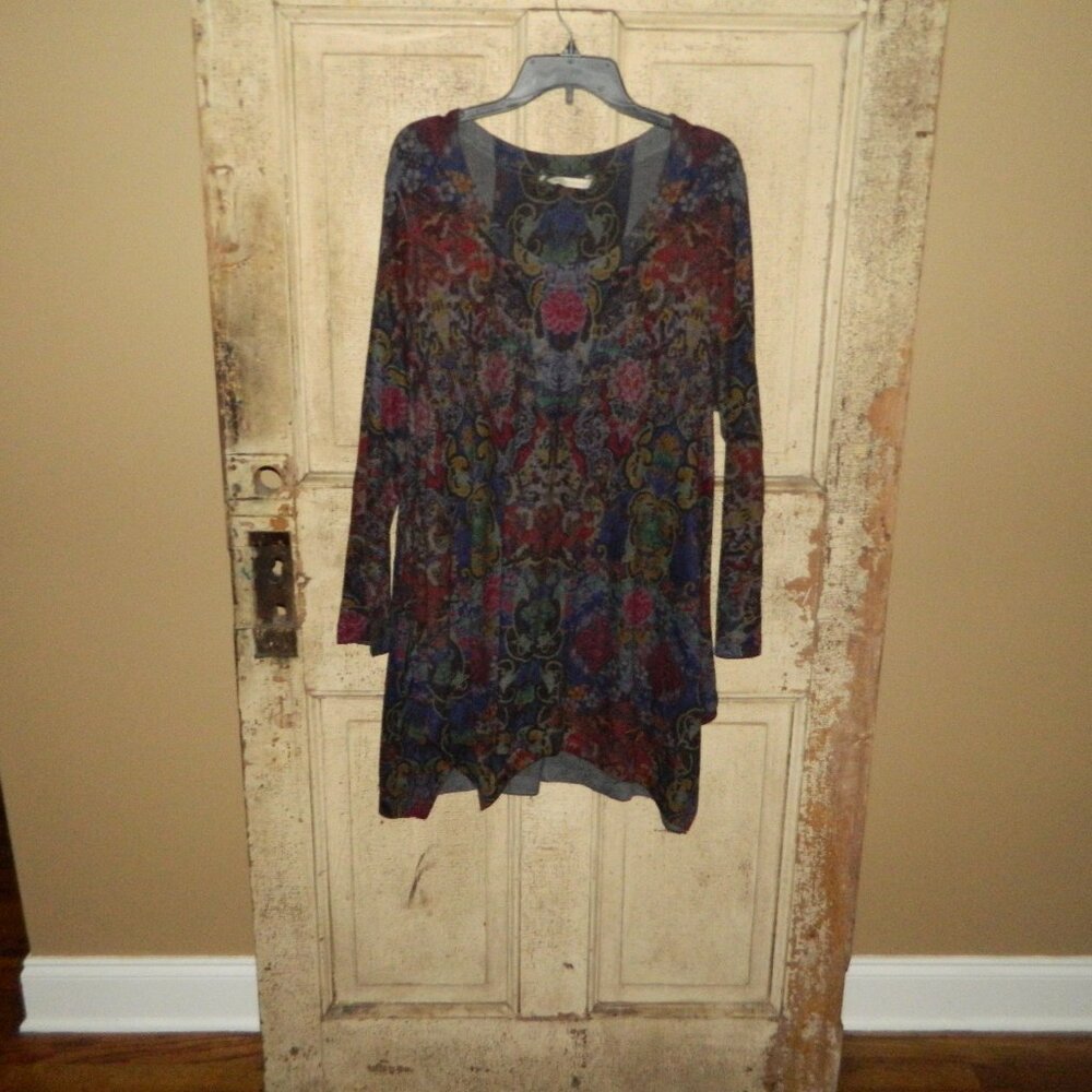 Soft Surroundings Long Sleeve Tunic Pullover Top Floral Size 1X (S-41)